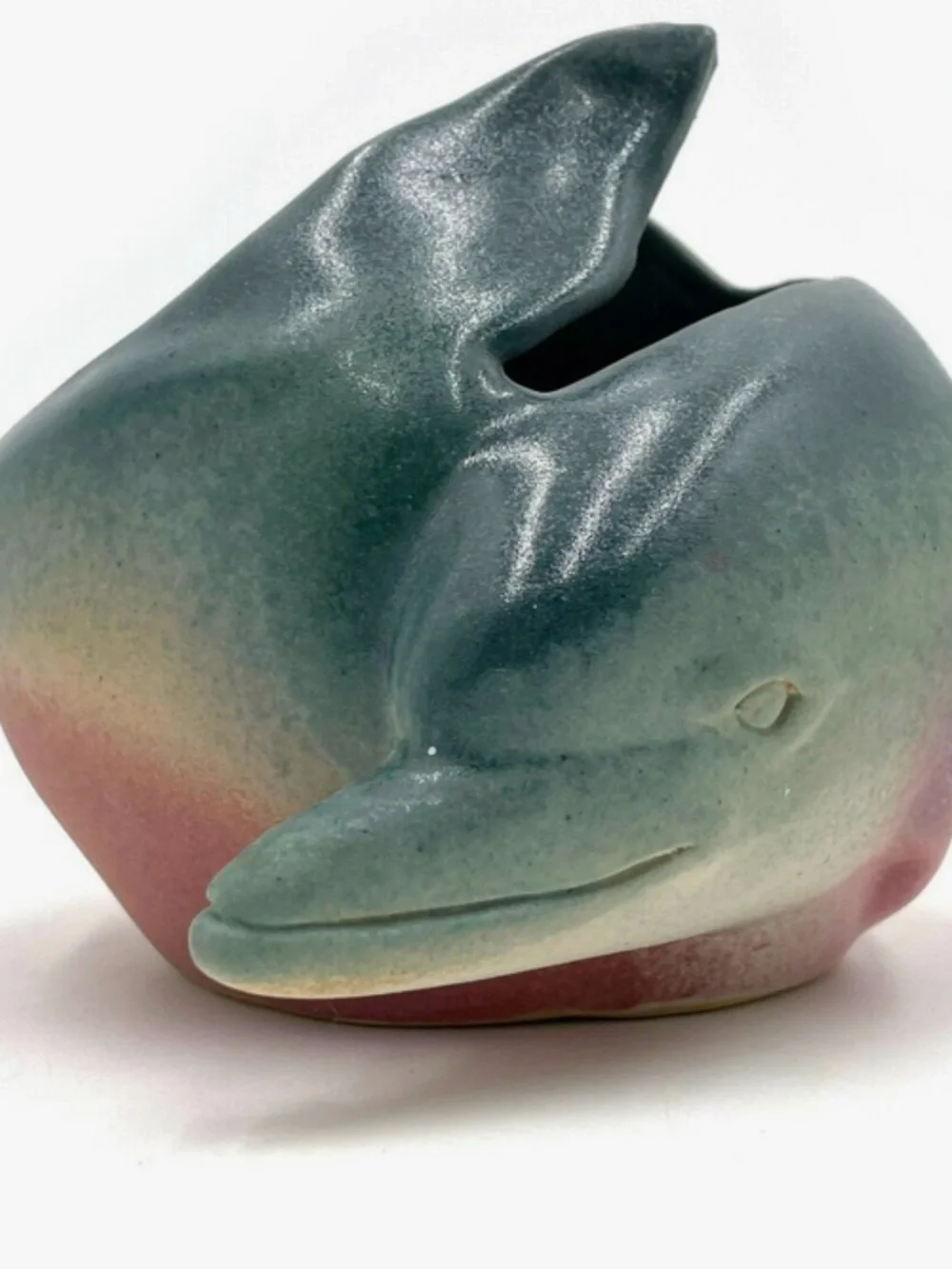 Vintage Green-Blue to Pink Dolphin Vase - Picture 2 of 4